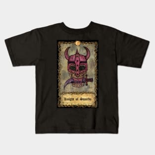 Knight Of Swords. Eternal Bones Tarot (Colorful) design. Kids T-Shirt